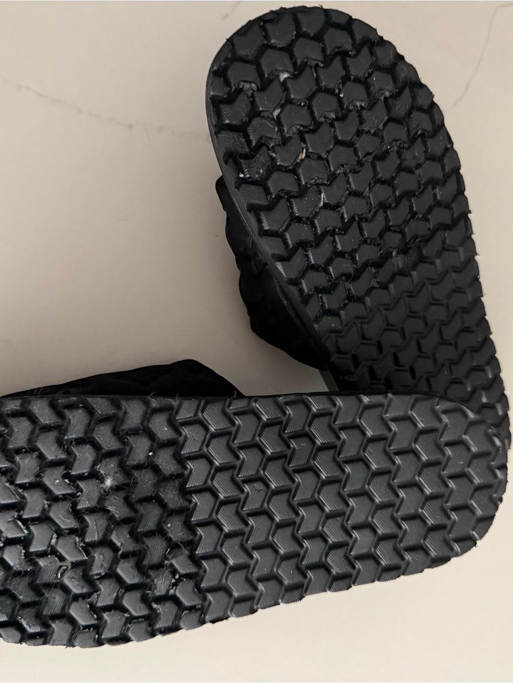 Chase + Chloe Black Embossed Slide Sandals - Picture 3 of 3